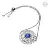 Sterling Silver Celtic Halo Bracelet Adorned With Blue Sapphire Crystals