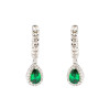 Sterling Silver Emerald CZ Halo Drop Earrings