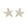 14kt Gold Vermeil white Sapphire Starfish Earrings