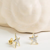 14kt Gold Vermeil white Sapphire Starfish Earrings