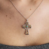 Trinity Knot Diamond & Emerald Silver Celtic Cross Pendant