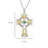 Trinity Knot Diamond & Emerald Silver Celtic Cross Pendant