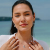 Sterling Silver Aquamarine Crystal Pearl Wave Necklace