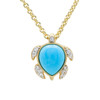 14K Gold Vermeil Mini Turtle Necklace Turquoise and Lab Sapphire