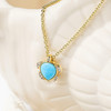 14K Gold Vermeil Mini Turtle Necklace Turquoise and Lab Sapphire