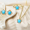 14K Gold Vermeil Mini Turtle Necklace Turquoise and Lab Sapphire