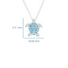 Sterling Silver Blue Aqua Crystals Turtle Mini Necklace