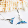 Sterling Silver Whale Tail Earrings with Ombre Blue Crystals