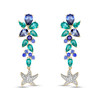 14kt Gold Lab Pariba Sapphire and Diamond Starfish Earrings