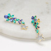 14kt Gold Lab Pariba Sapphire and Diamond Starfish Earrings
