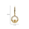 14KT Gold Vermeil Drop Claddagh Earring Studded with White Cubic Zirconias
