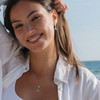 Sterling Silver Whale Tail Necklace with Aqua and White Crystals