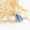 Sterling Silver Sapphire Aquamarine Crystal Pearl Cowrieshell Necklace