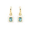 14kt Gold Vermeil Blue Topaz and White Enamel Drop Earrings