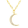 14kt Gold Vermeil Moon CZ Necklace