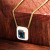 14kt Gold Vermeil Genuine Blue Topaz White Enamel Necklace