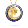 14kt Gold Lab Sapphire Diamond Wave Necklace