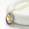 14kt Gold Lab Sapphire Diamond Wave Necklace