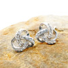 Silver Trinity Knot Earrings Encrusted With White Crystal
