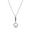 Sterling Silver Claddagh Necklace with Green and White CZ
