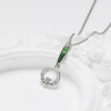 Sterling Silver Claddagh Necklace with Green and White CZ