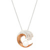 Sterling Silver Wave Pearl Necklace with White Crystals and Rose Gold