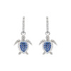 Sterling Silver Sapphire Blue Turtle Earrings