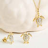 14kt Gold Vermeil white Sapphire Turtle Necklace
