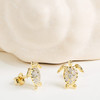 14kt Gold Vermeil white Sapphire Turtle Earrings