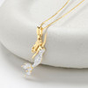 14K Gold Mermaid Necklace with Diamonds Tail