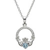 Platinum Plated March Claddagh Pendant Swarovski