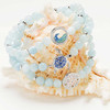 Sterling Silver Aquamarine Sand Dollar Stretchy Bracelet