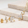 14kt Yellow Gold Lab Grown Diamond Shamrock Stud Earrings