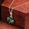 Green Malachite Sterling Silver Shamrock Pendant