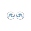 Aqua Wave Circle Stud Earrings