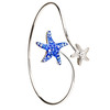 Sterling Silver Crystal Star Fish By Pass Bangle