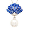 Sterling Silver Pearl Seashell Necklace with Sapphire Crystals