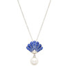 Sterling Silver Pearl Seashell Necklace with Sapphire Crystals