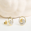 14kt Gold Vermeil white Sapphire Wave Earrings