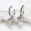 Sterling Silver Tree of Life Earrings with Green Crystals