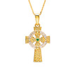 14kt Yellow Gold Ringed Lab Grown Diamond Emerald Celtic Cross