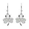 Platinum Plate White Shamrock Medium Drop Earrings Swarovski