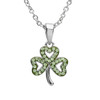 Platinum Plated Peridot Shamrock Small Pendant Swarovski