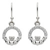Platinum Plate White Claddagh Small Drop Earrings Swarovski