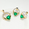 14kt Gold Lab emerald and Diamond Claddagh Drop Earrings