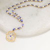 14kt Gold Lab Sapphire and Diamond Compass Y Necklace
