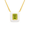 14kt Gold Vermeil Genuine Peridot and White Enamel Pendant