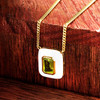 14kt Gold Vermeil Genuine Peridot and White Enamel Pendant