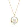 14kt Gold Lab Diamond Claddagh Large Necklace