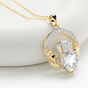 14kt Gold Lab Diamond Claddagh Large Necklace